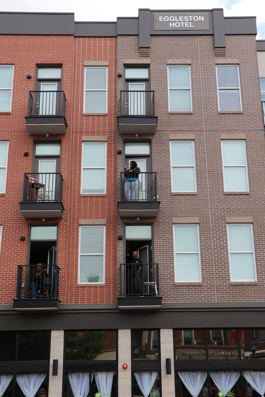 Some Eggleston Hotel residents had a birds eye view of the activites on 2nd Street